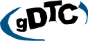 logo du groupe de travail gDTC, avec deux woush bleues autour des lettres gdtc